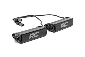 LED Light Bar - Rough Country - 6 Inch Chrome Series, Single Row, Pair - Chrome
